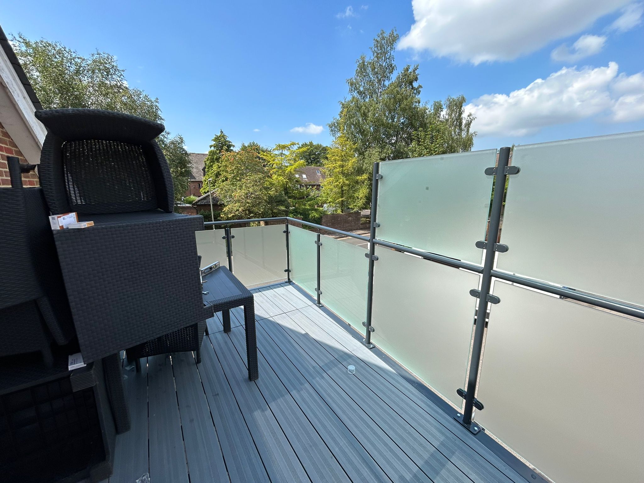 Walkout Balcony with Privacy Screens Surrey